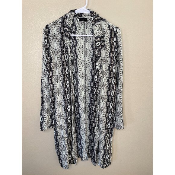 Volcom Womens Black Open‎ Front Cardigan XS/S Viscose Tribal Pattern long sleeve - Picture 3 of 8